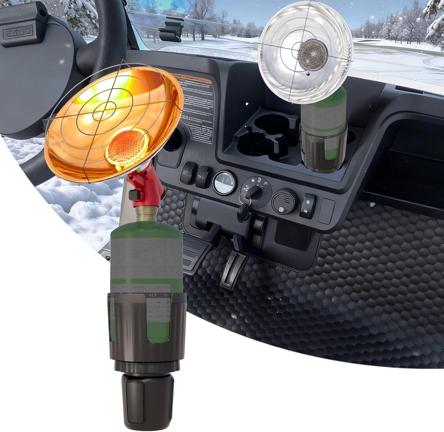Golf Cart Propane Heater 5500 BTU, Adjustable Holder, Club Car EZGO