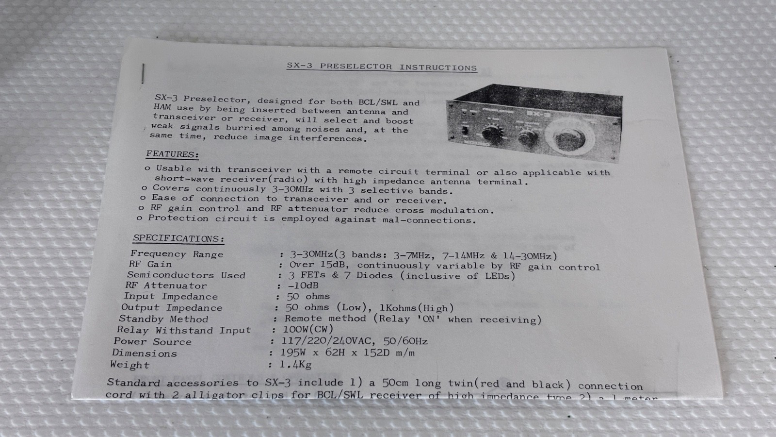 Mizuho SX-3 Preselector