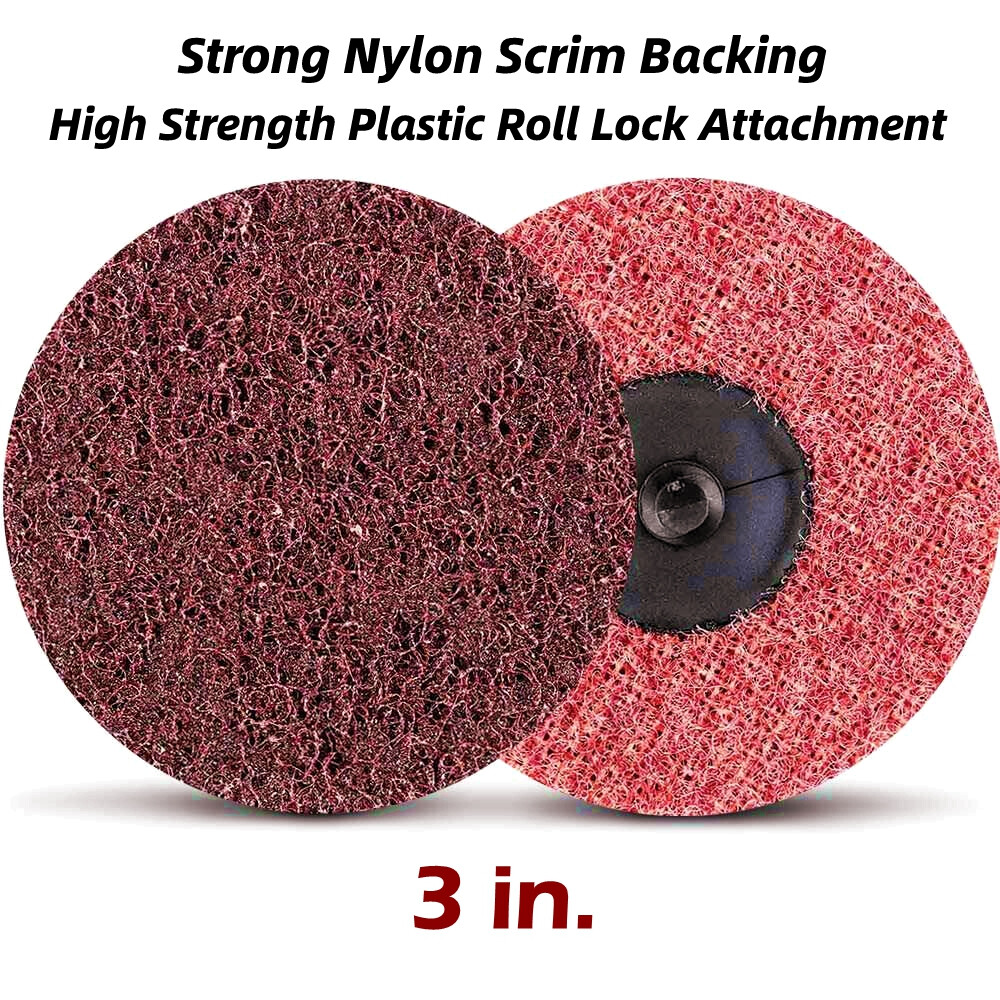 50PC 3 inch Medium Surface Conditioning Roll Lock Sanding Disc Die Grinder Drill