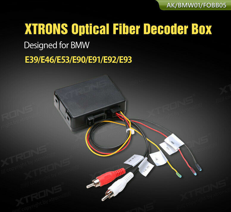 XTRONS Car Optical Fiber Stereo Decoder Box Adapter for BMW E46 E39 E53 E90-E93