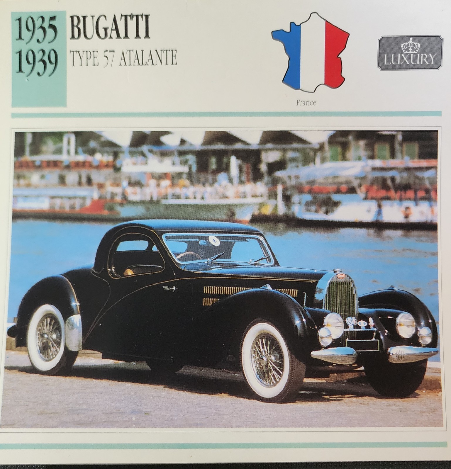 Bugatti Car Picture Spec Info Detail Collector Card Vintage Retro Decor