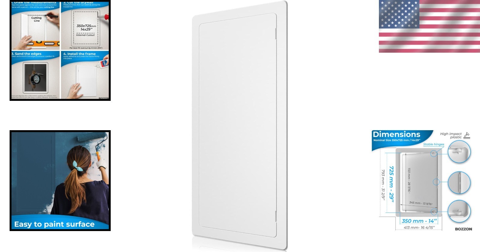 14x29 Access Panel for Drywall - White Plastic Cover