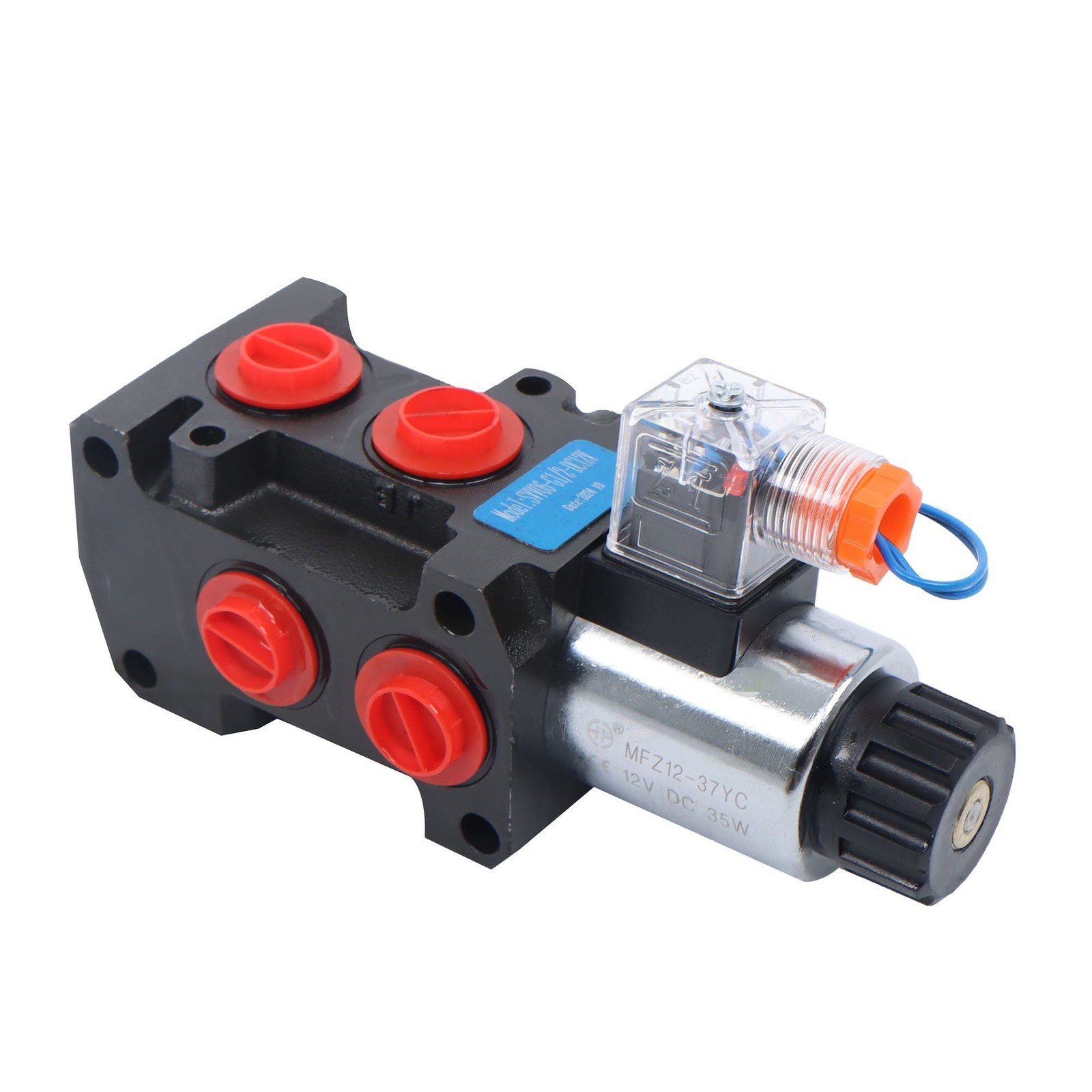 6 Port 12V DC 13 GPM Hydraulic Solenoid Selector Diverter Valve 3-Plug 25MPa