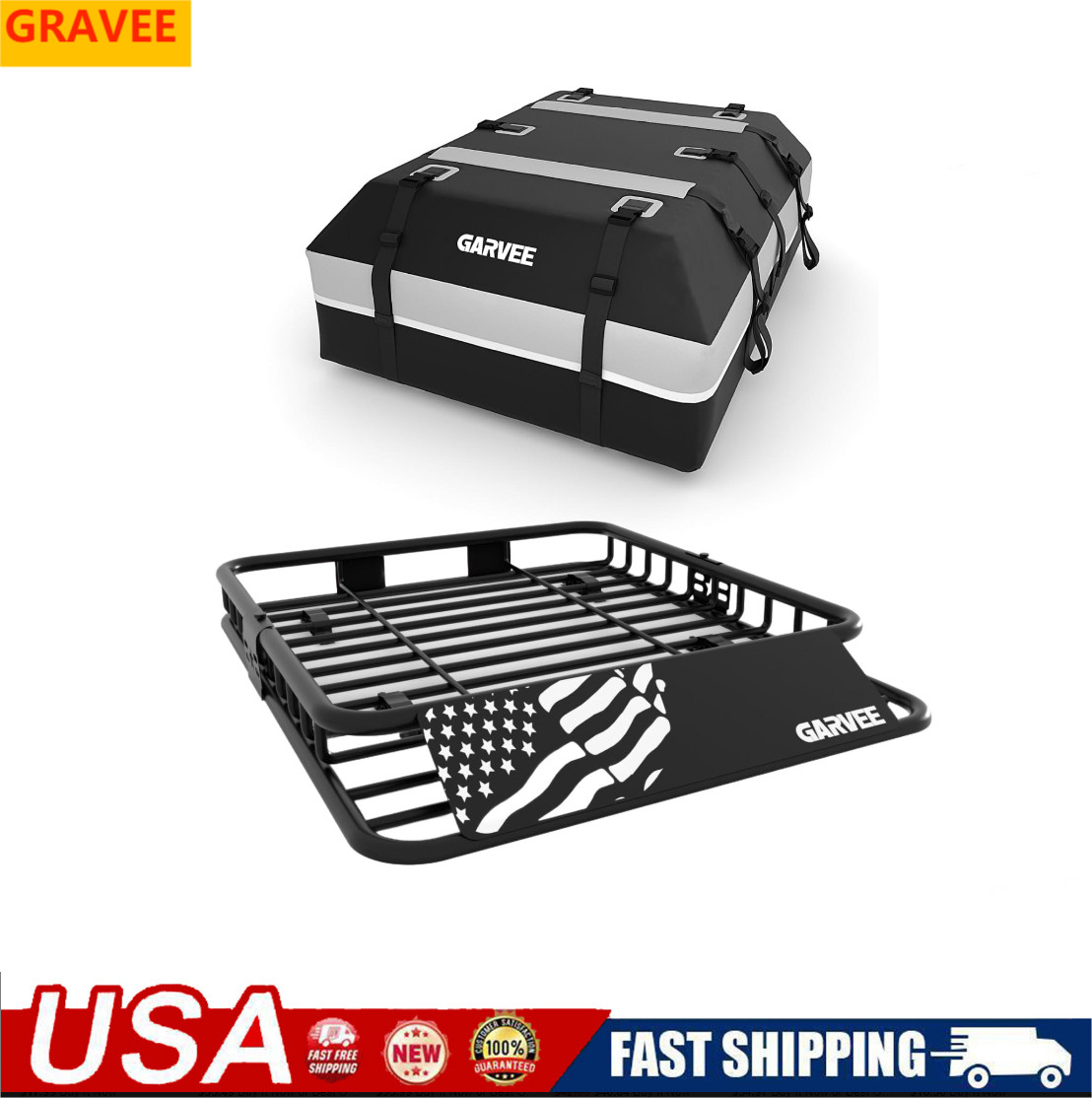 46"/ 51"/64" Universal Roof Rack Basket SUV Rooftop Cargo Carrier with Cargo Bag