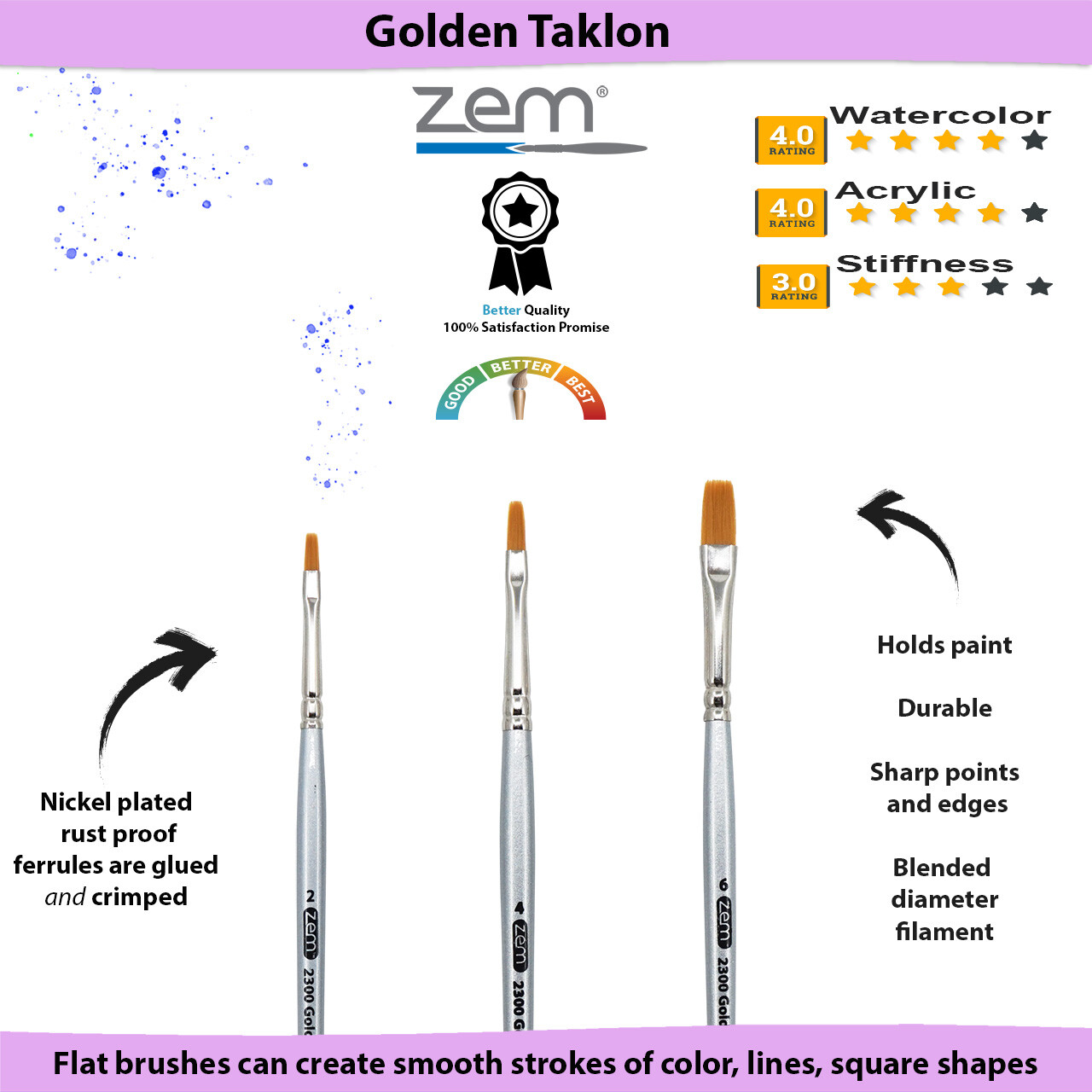 AS-32 Golden Taklon Synthetic Shaders Set 3 pcs