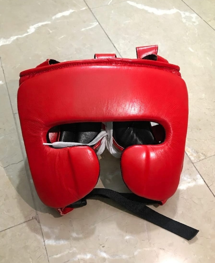 Professional Boxing Headgear MMA Sparring Training Face Protector Red