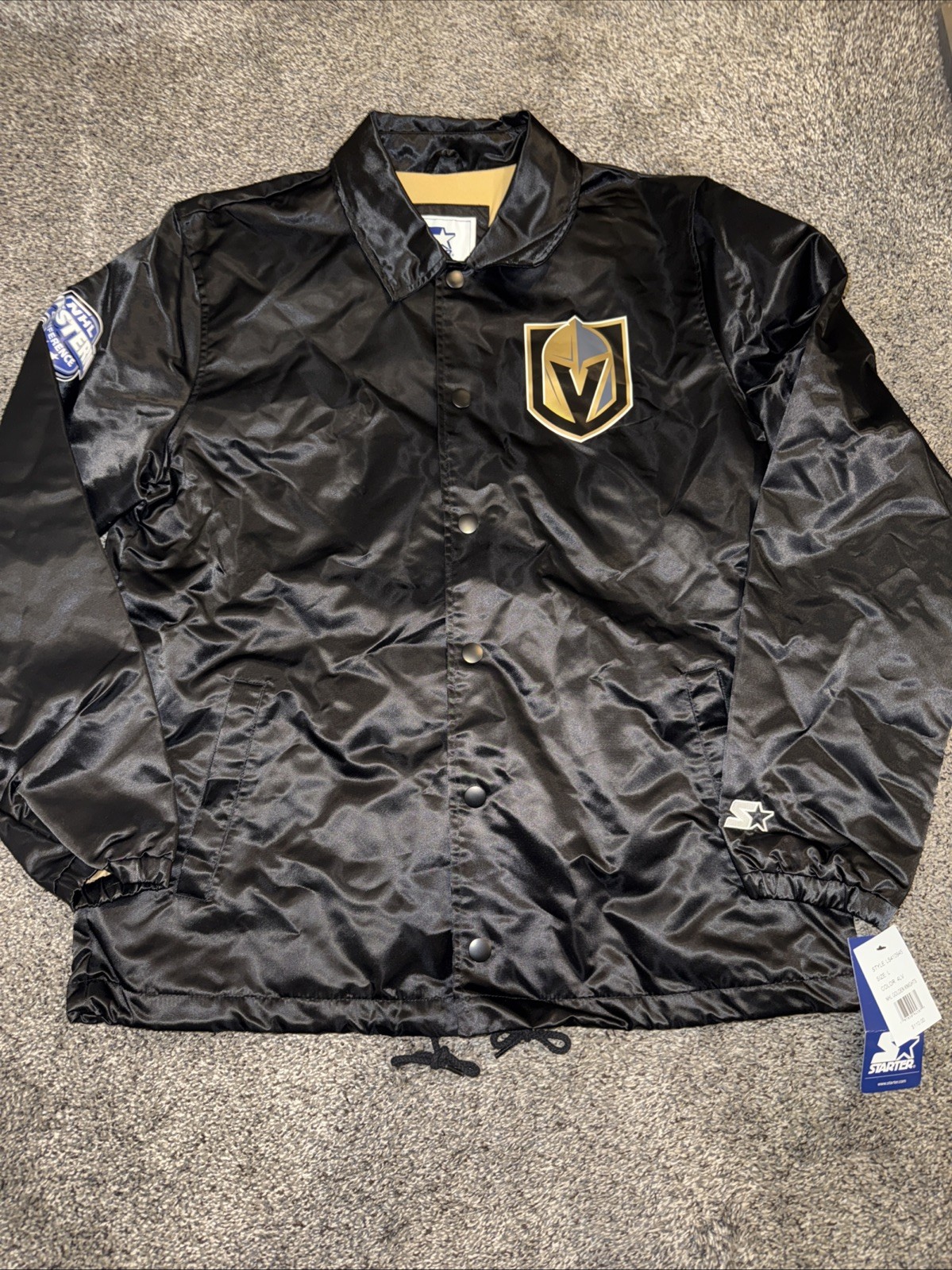 Vegas Golden Knights Starter Jacket Snap Button Light Weight Jacket Mens Sz L