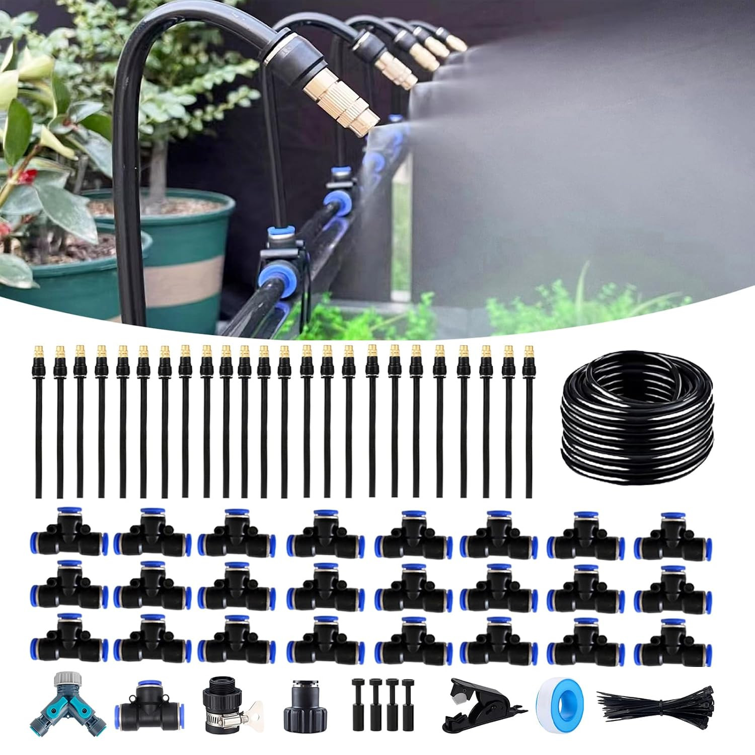 100FT Drip Irrigation Kit, Automatic Garden Watering System with Tool-Free Quick
