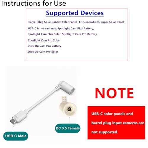 White Ring Barrel Plug to USB-C Adapter - Compatible with 1st Gen Solar Panel,
