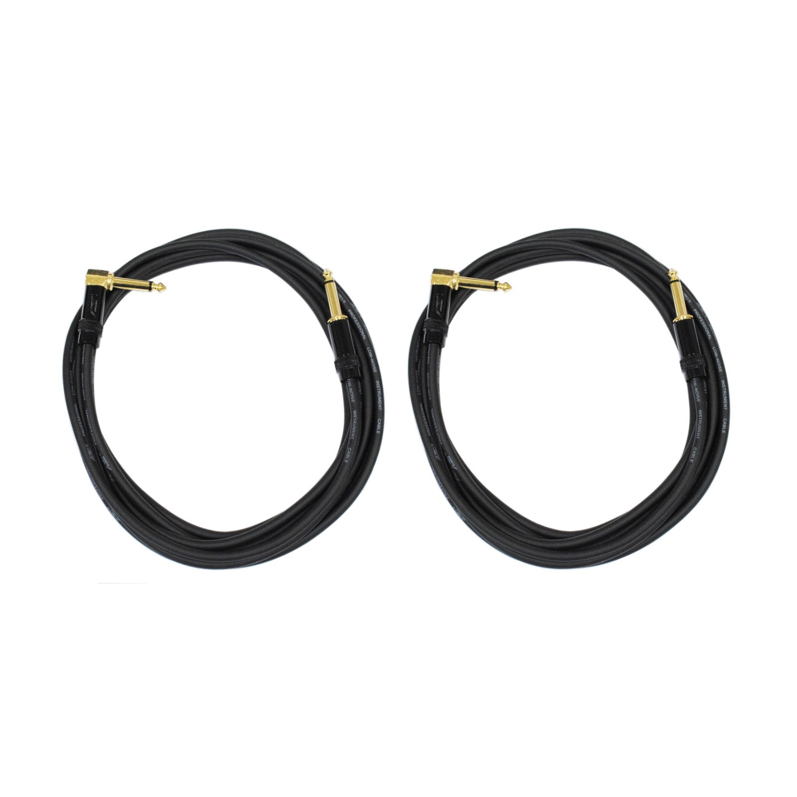 Audio2000's E28125P2 25Ft 1/4" TS Right Angle To 1/4" TS Cable (2 Pack)