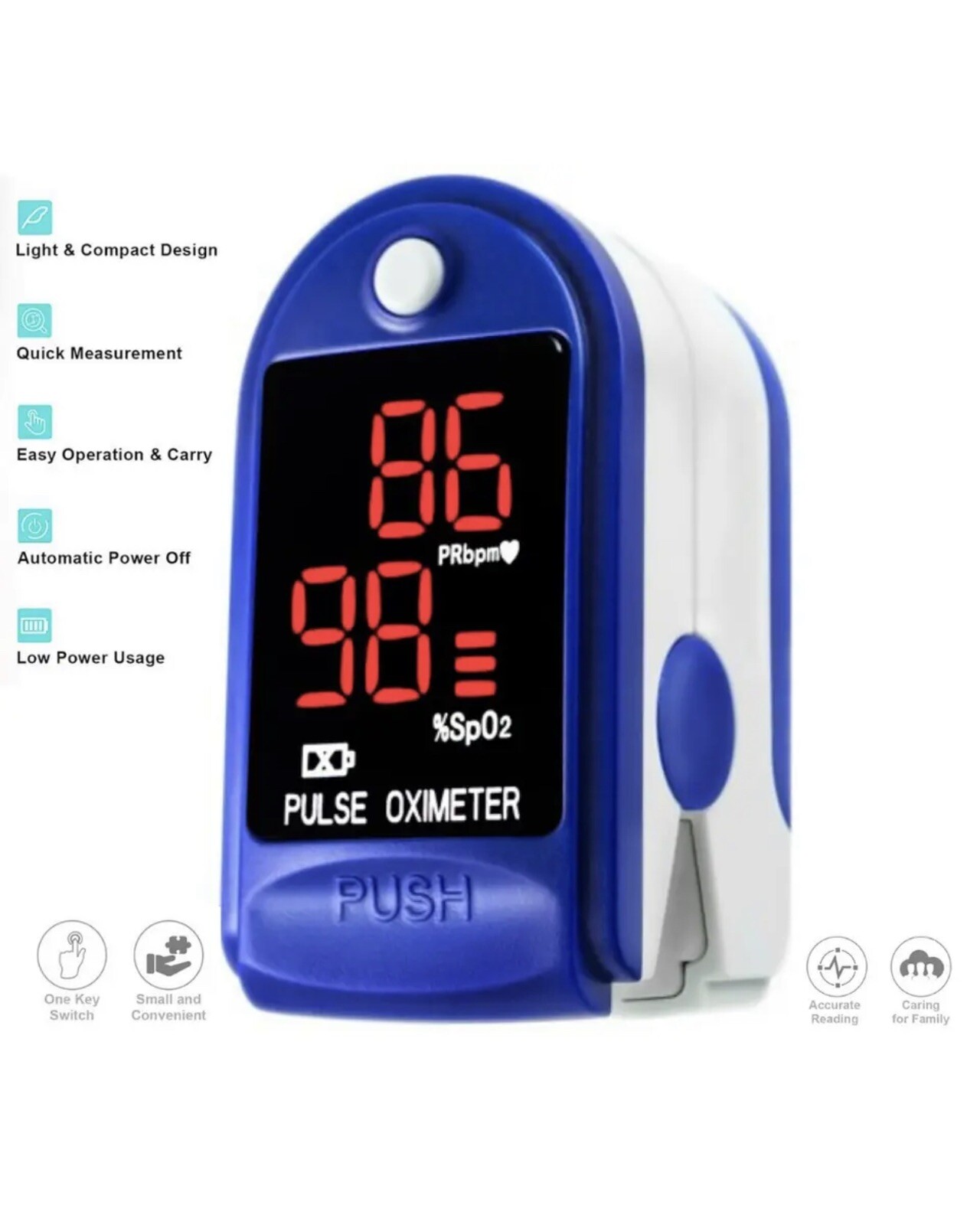 Finger Tip Pulse Oximeter SpO2 Blood Oxygen Saturation Heart Rate Monitor