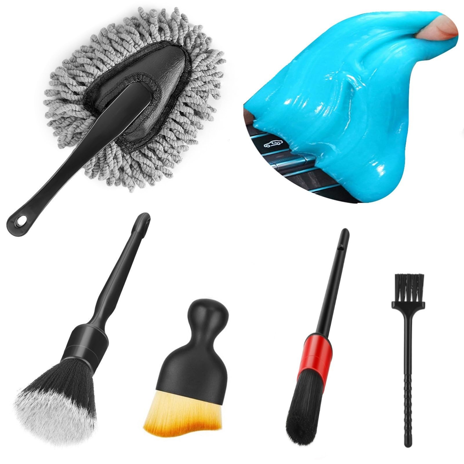 Car Interior Duster Detail Brush Cleaning Interior-1 Set, Grey, White