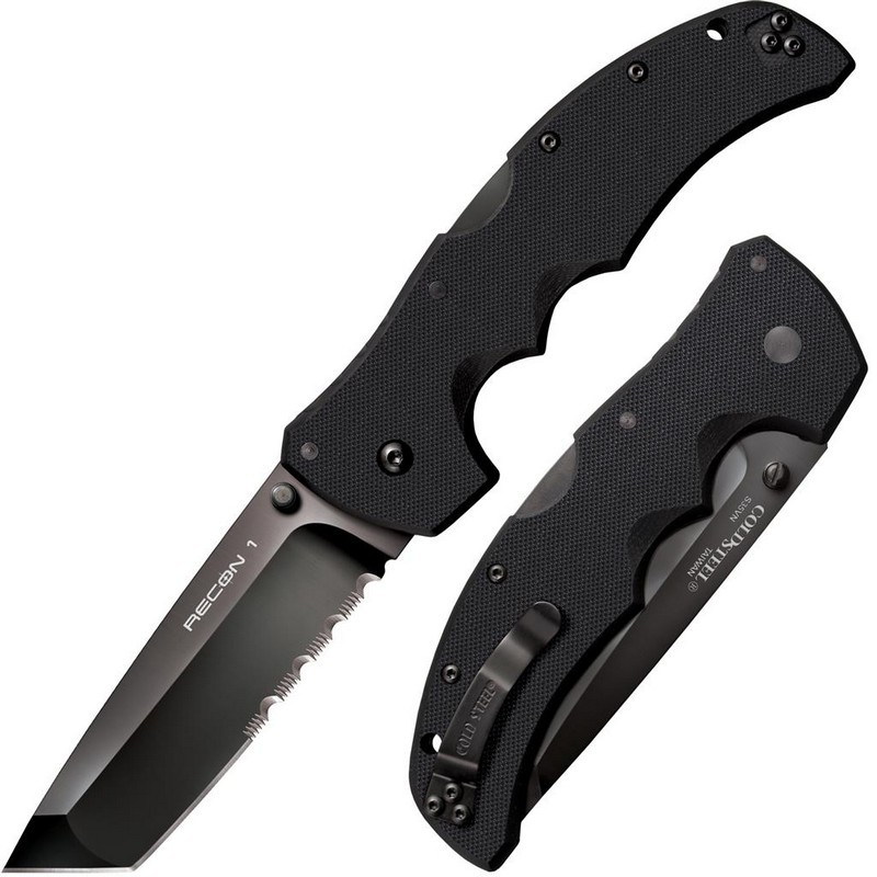 Recon 1 Folding Knife 4.00" S35VN Tanto Blade, Black G10 Handle - Partially