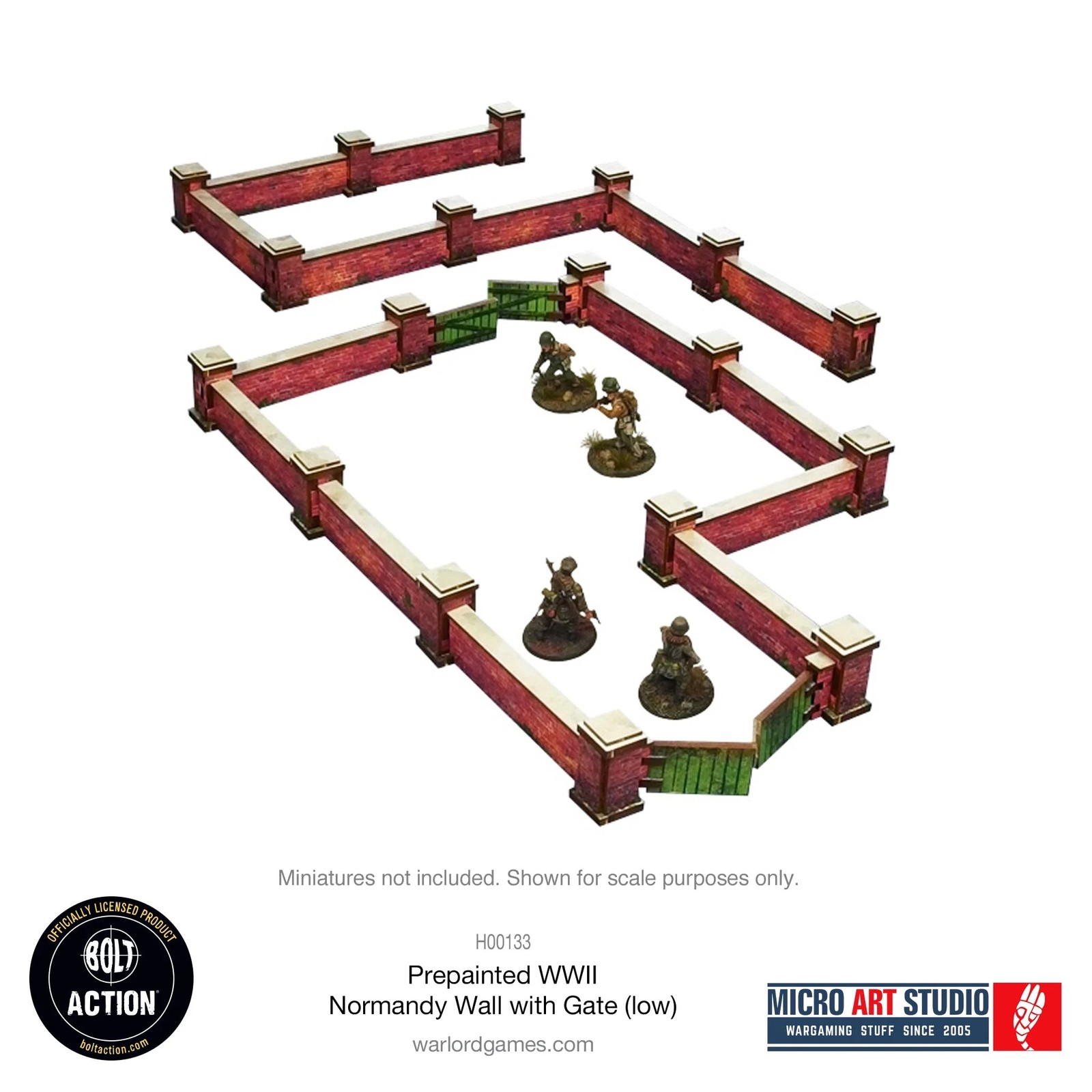 Micro Art Studio: WW2 Normandy Wall with Gate (Low) HDF Prepainted Terrain