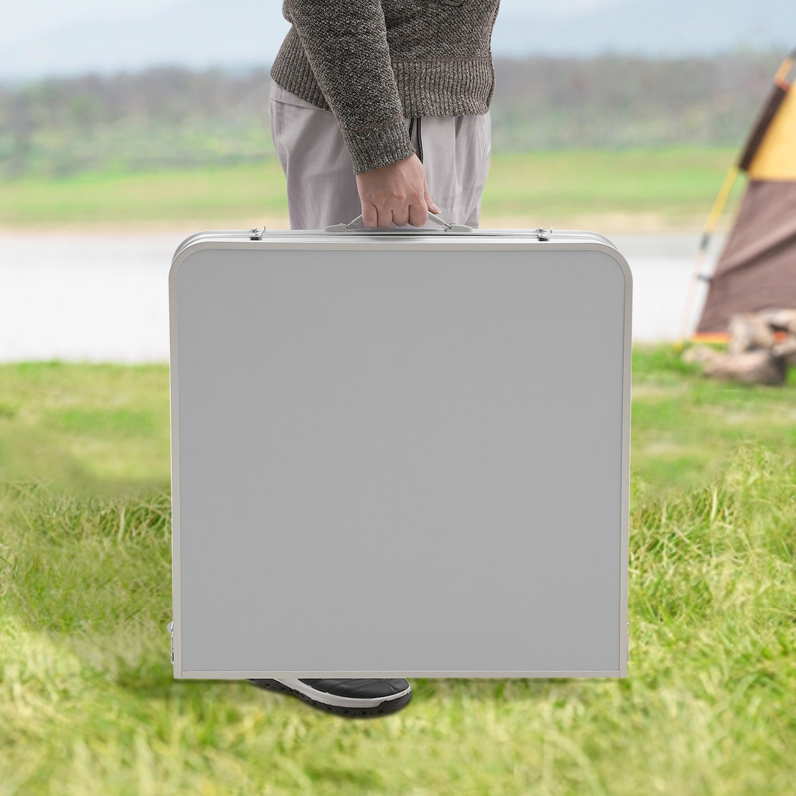 Portable Folding Table Indoor & Outdoor Adjustable Height Table for Picnic, BBQ