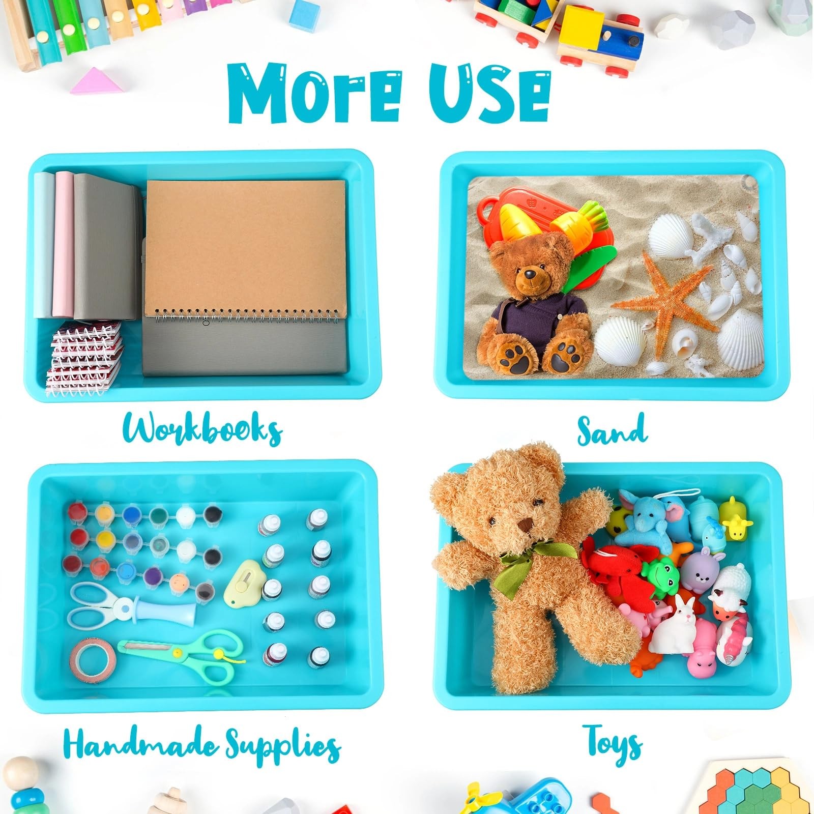 10 PCS Flat Storage Tray Organizer Bin Letter Size Paper Classroom Stackable