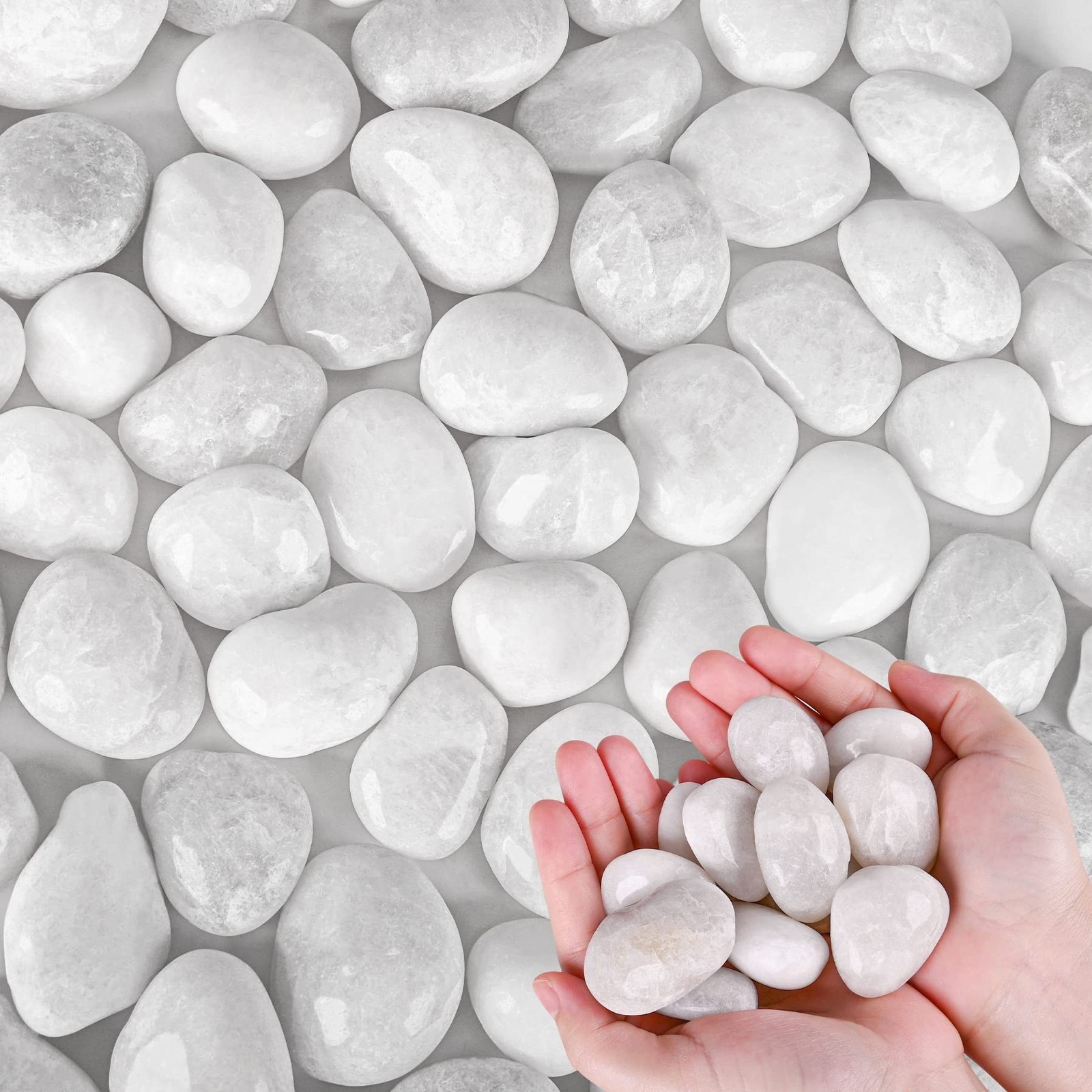 White River Rocks for Plants 5.5 LB Small Decorative Pebbles 1"-1.5" Polished...