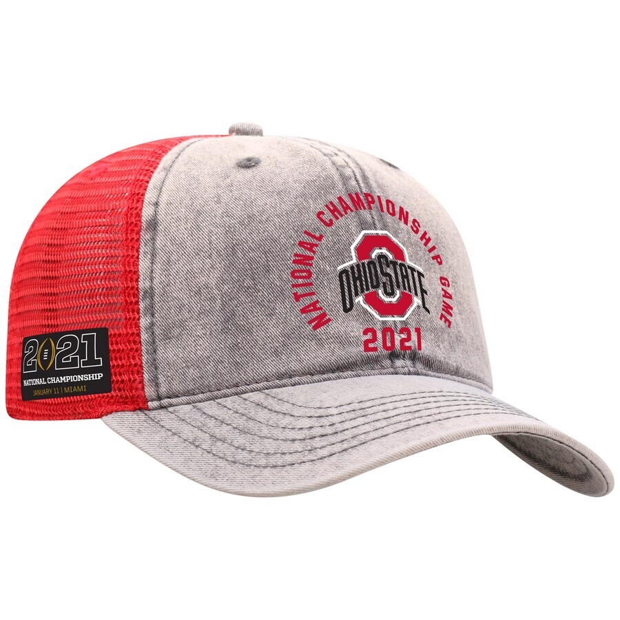 Ohio State Buckeyes Hat Cap Gray Red Trucker Dad Football Adult National Champ