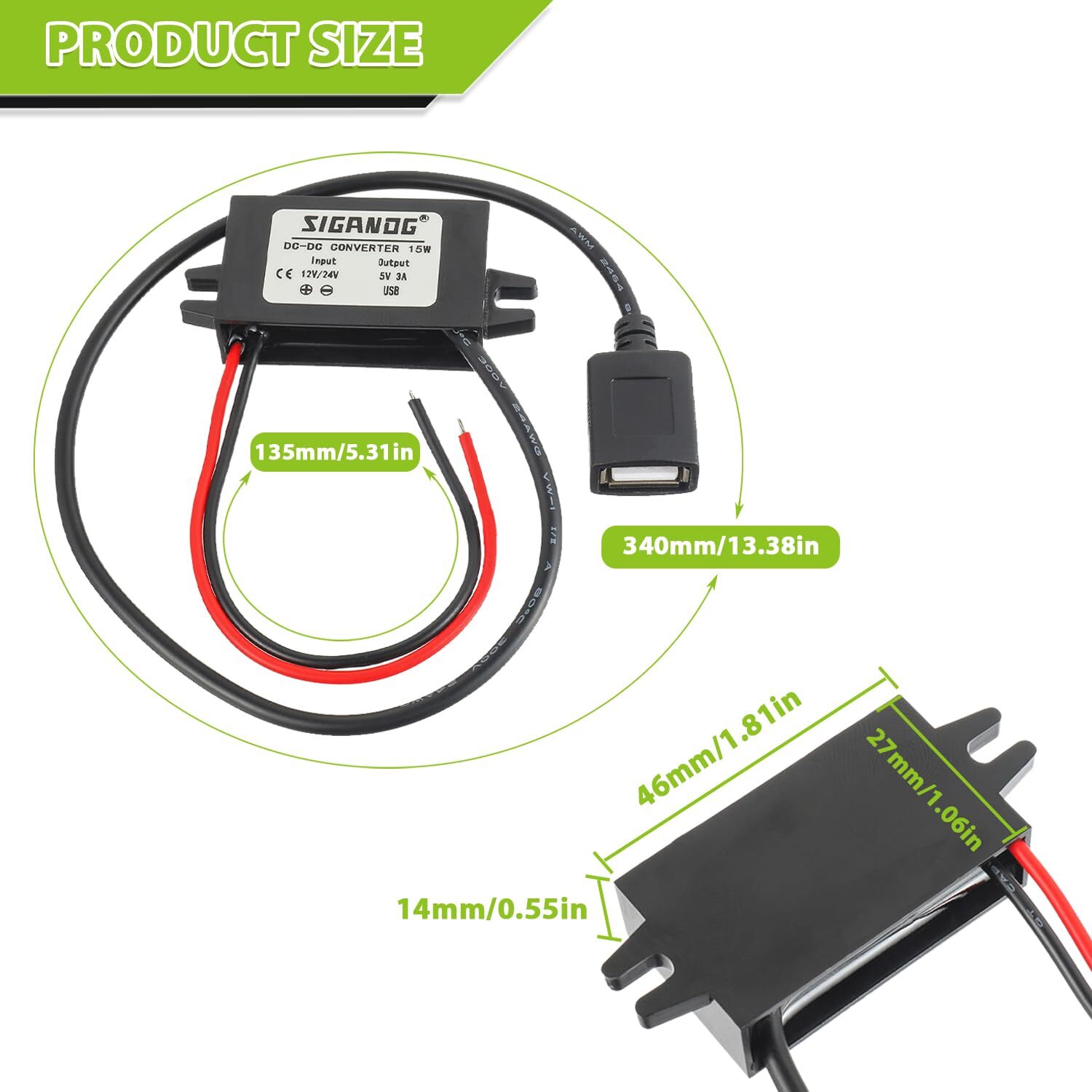 12V/24V to 5V USB Buck Module Voltage Regulator for Cars and Electronics