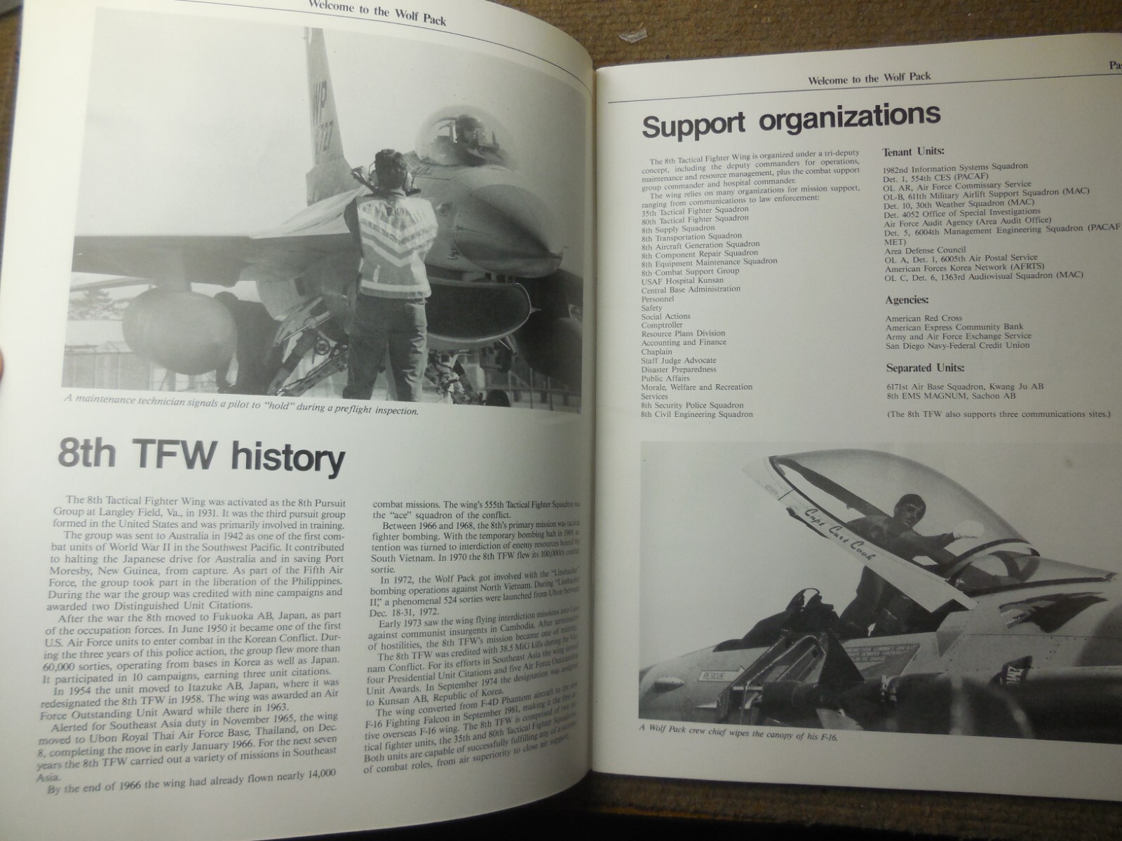 Softcover USAF Book Welcome To Kusan( KOREA) Air Base Home of The Wolf Pack