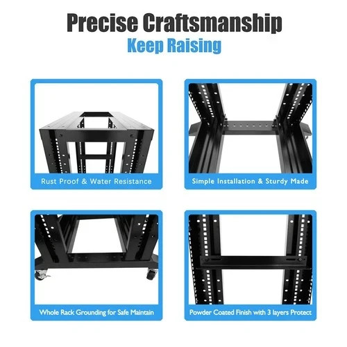 27U 4 Post Open Frame Server Rack 19” – 17” Deep Network Rack with 3 L Rails