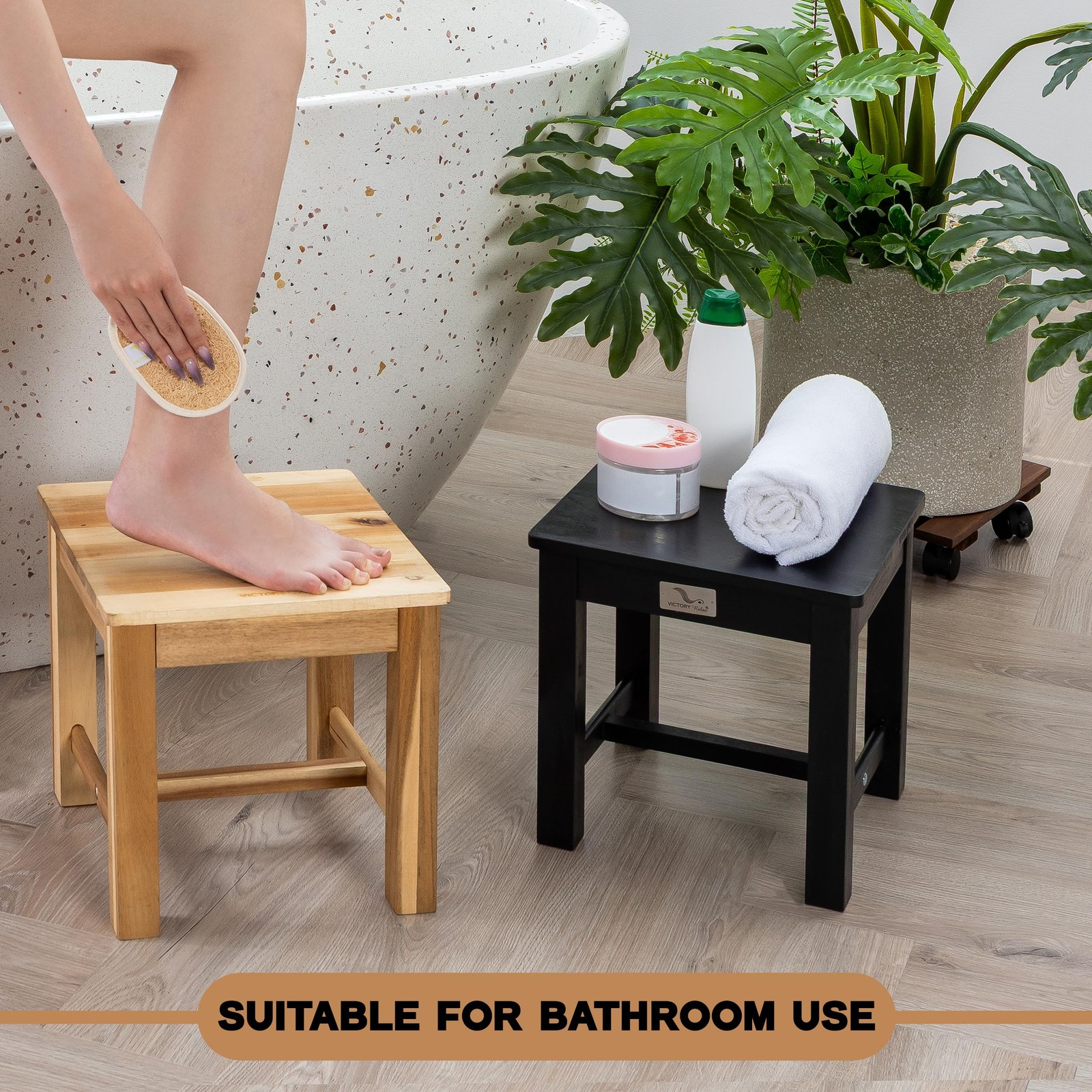 12 Inch Wooden Step Stool Small Nature Beach Chair Under Desk Indoor Acacia W...