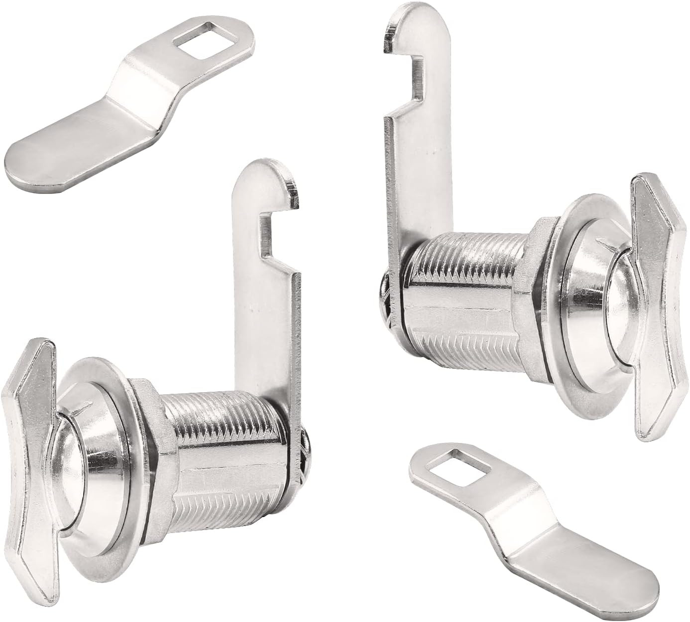 2Pcs 1-1/8 Inch Thumb Operated Offset Cam Locks, Chrome Non-Locking Compartment