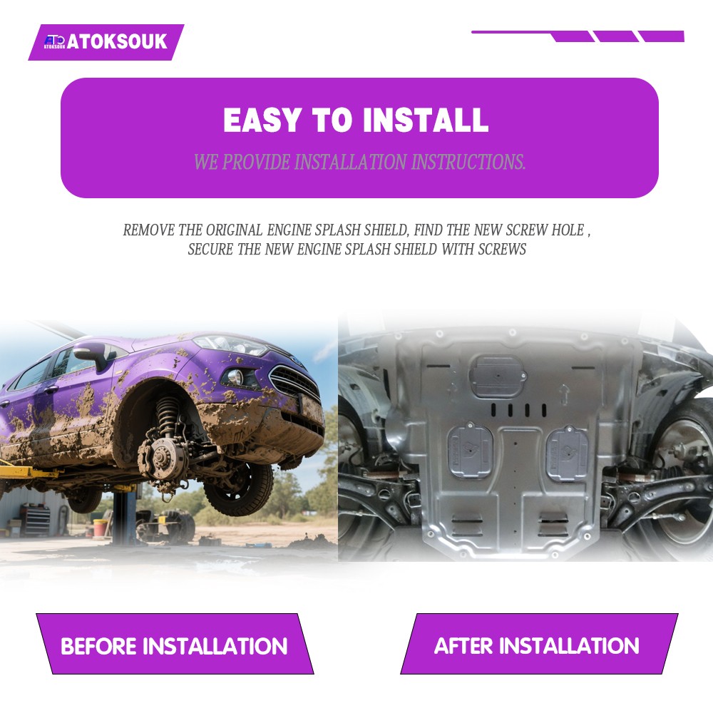 Front Skid Plate For Ford EcoSport 2018-2022 Underbody Engine Splash Shield