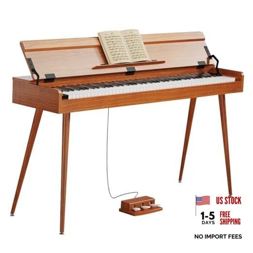 Digital Piano 88 Key Weighted Keyboard,Full-Size Desk Progressive Hammer Brown
