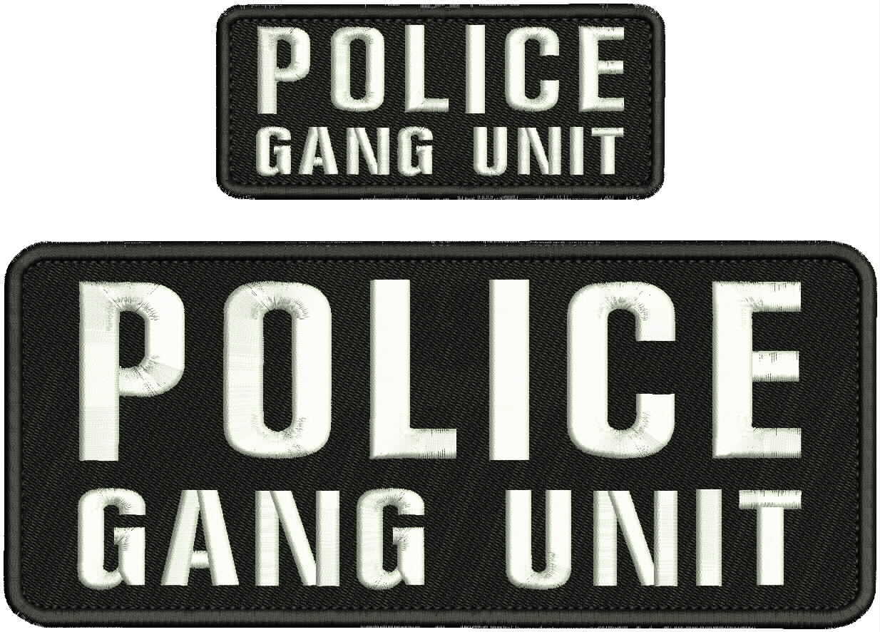 POLICE GANG UNIT embroidery patch 4x10 and 2x5 hook white