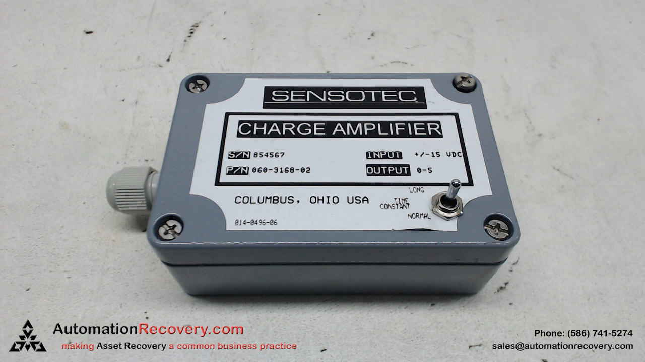 SENSOTEC 060-3168-02 CHARGE AMPLIFIER INPUT 15VDC, NEW #108747