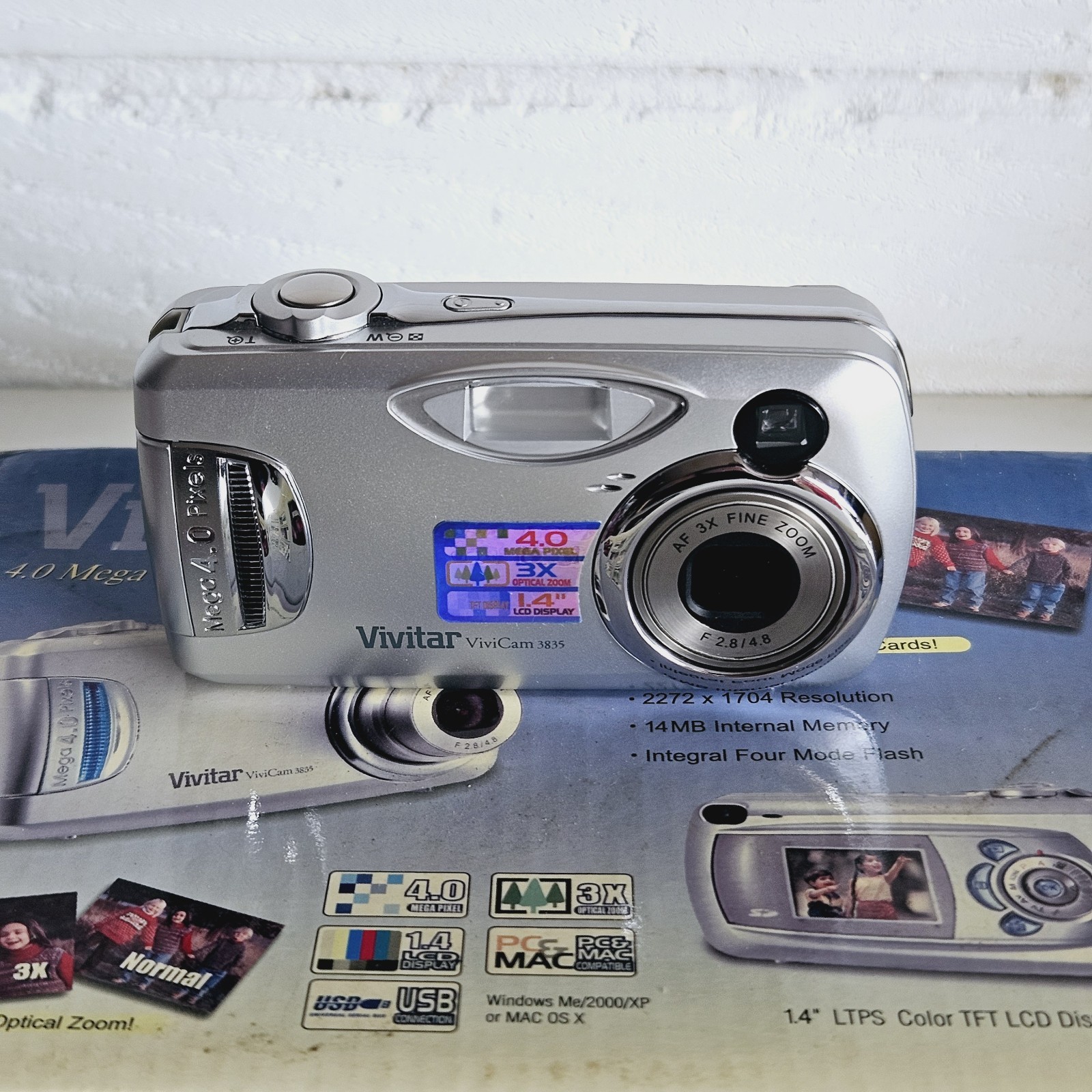 Vivitar Vivicam 3835 4.0MP Compact Digital Camera Silver Boxed Tested & Working