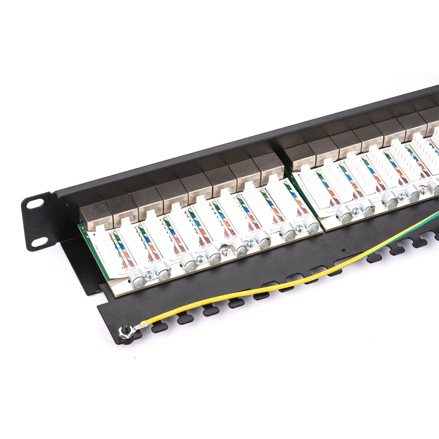12-Port Cat6A Shielded Patch Panel 0.5U 10" Ethernet Network Cable Rack Mount