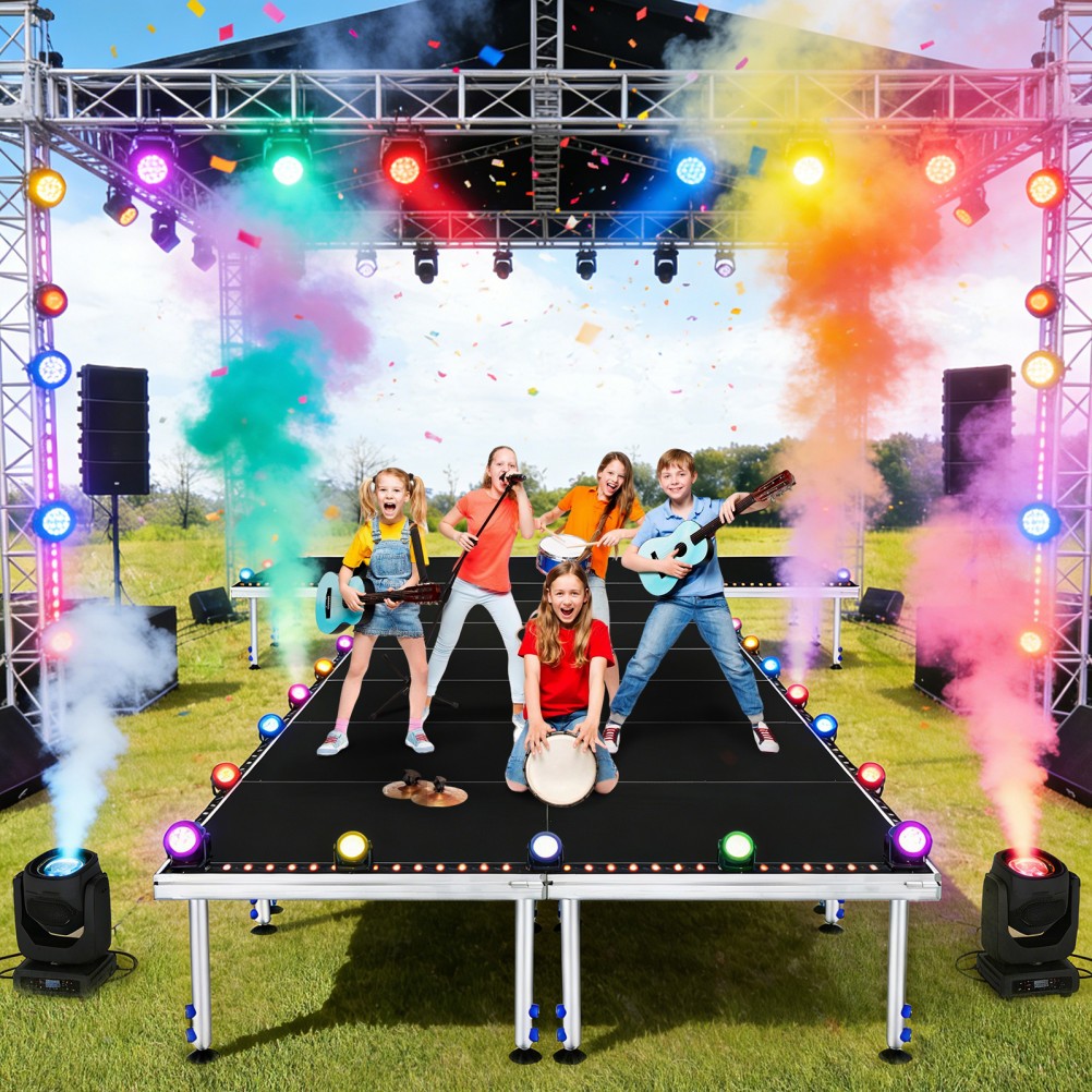 4 x 4 FT Lightweight Aluminum Performance Stage Riser Height Adjustable 24" -40"