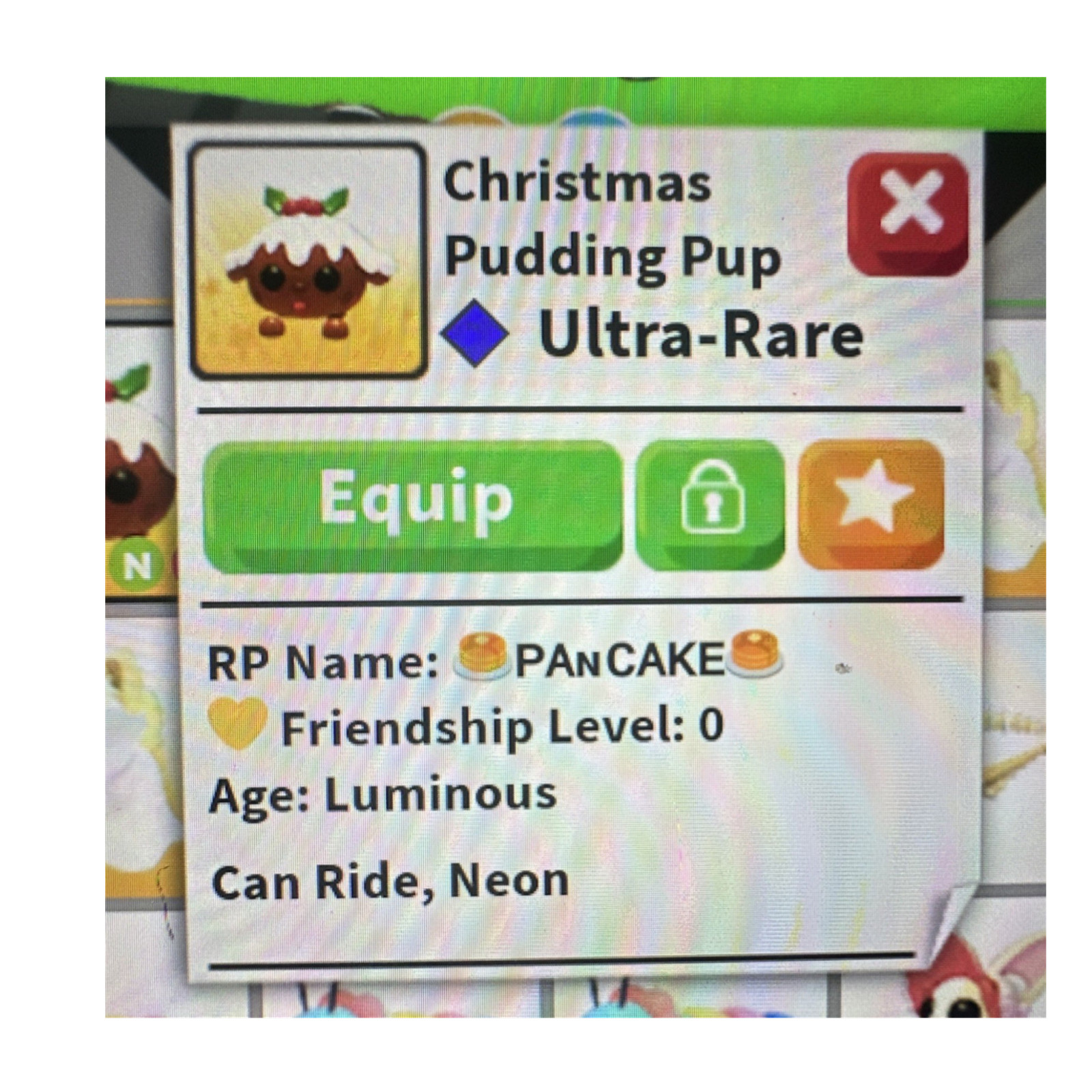 Christmas Pudding Pup Neon