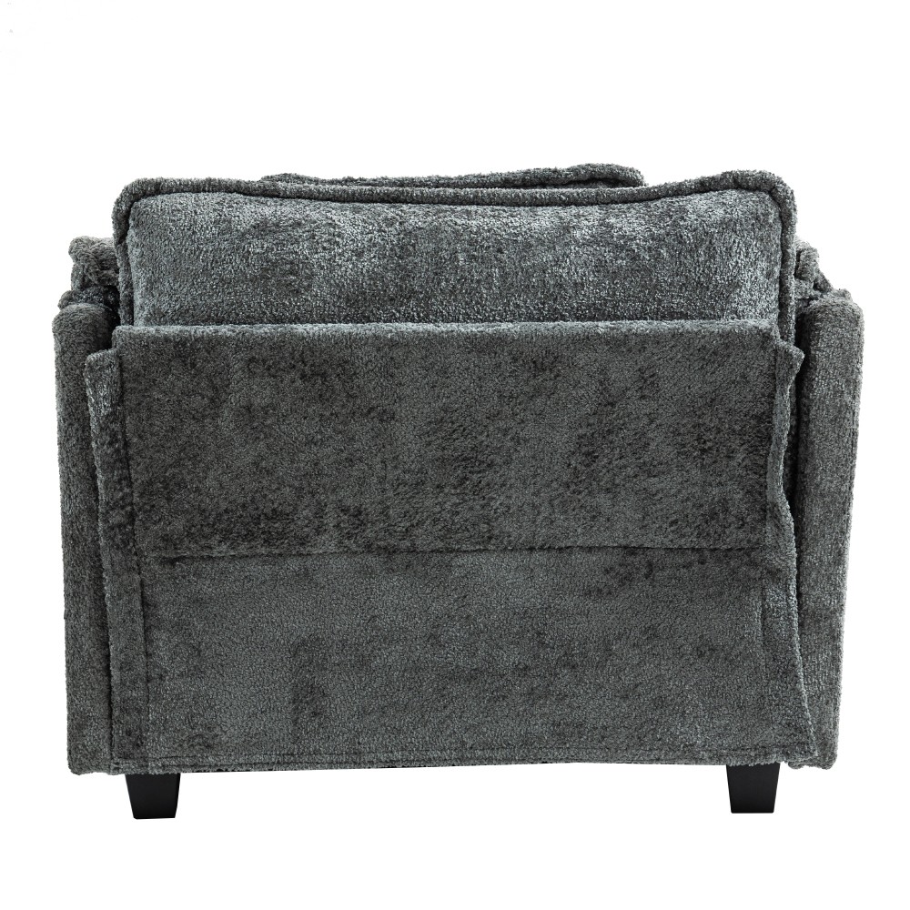 DARK GREY Oversized Boucle Sofa Bed – Portable Ottoman, Wider Seat,Deep Cushions