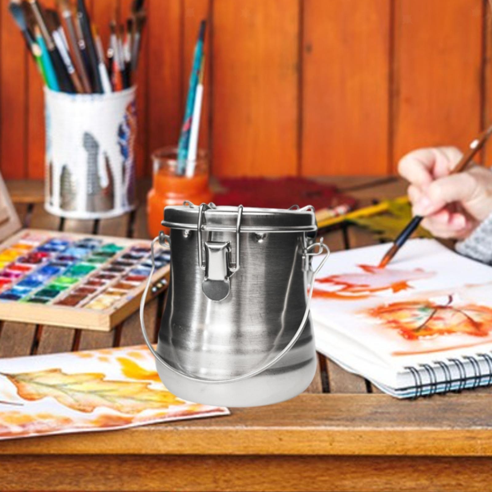 Paint Brush Washer Stainless Steel Small Washing Bucket for Acrylic Painting