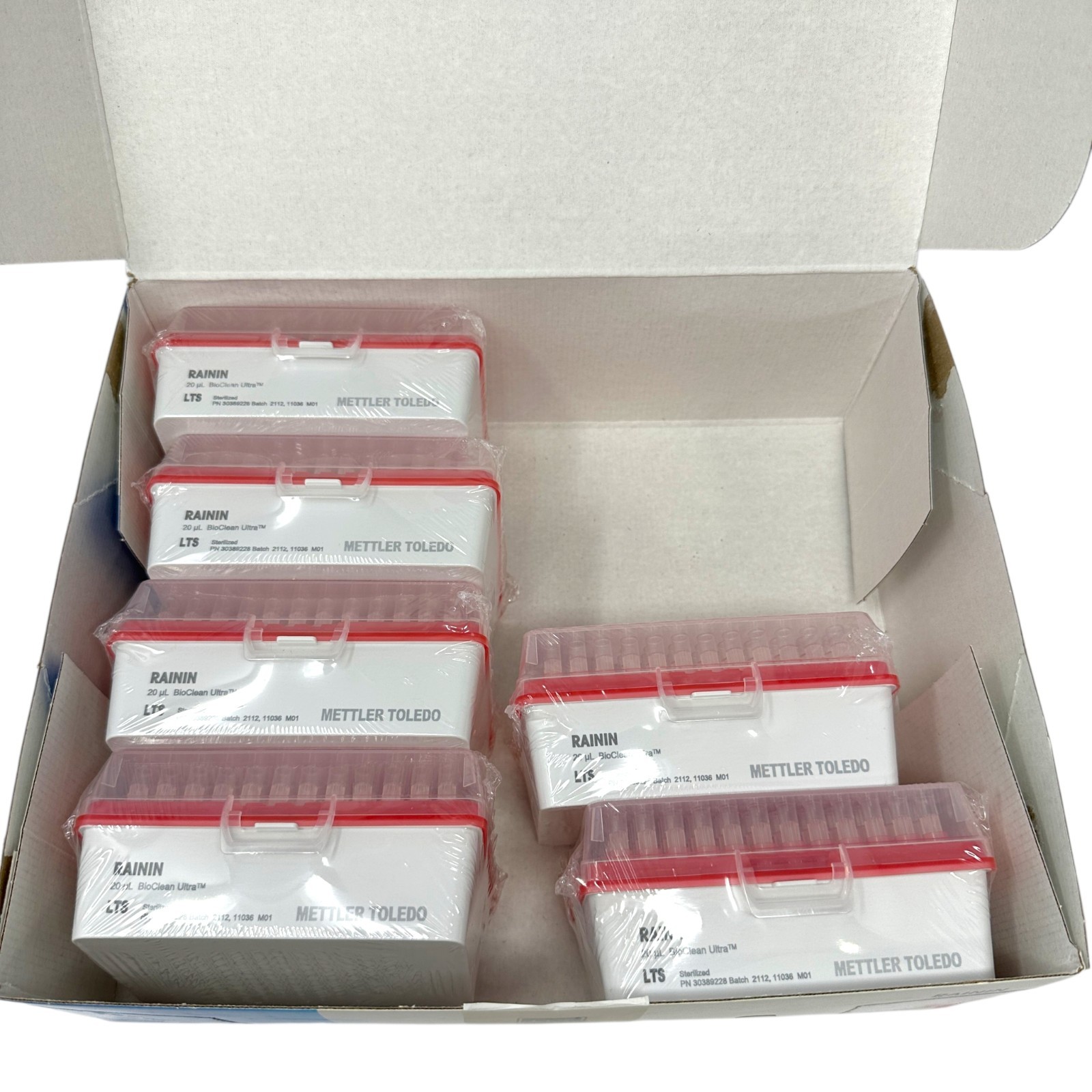 Lot of 6 Rainin BioClean Ultra 20 uL LTS Pipette Tips Non Filtered 30389228