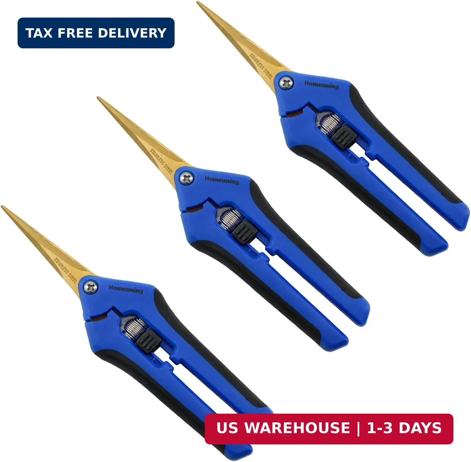 3 Packs Garden Pruning Shears with Curved Blades Trimming Scissors, Gardening Ha