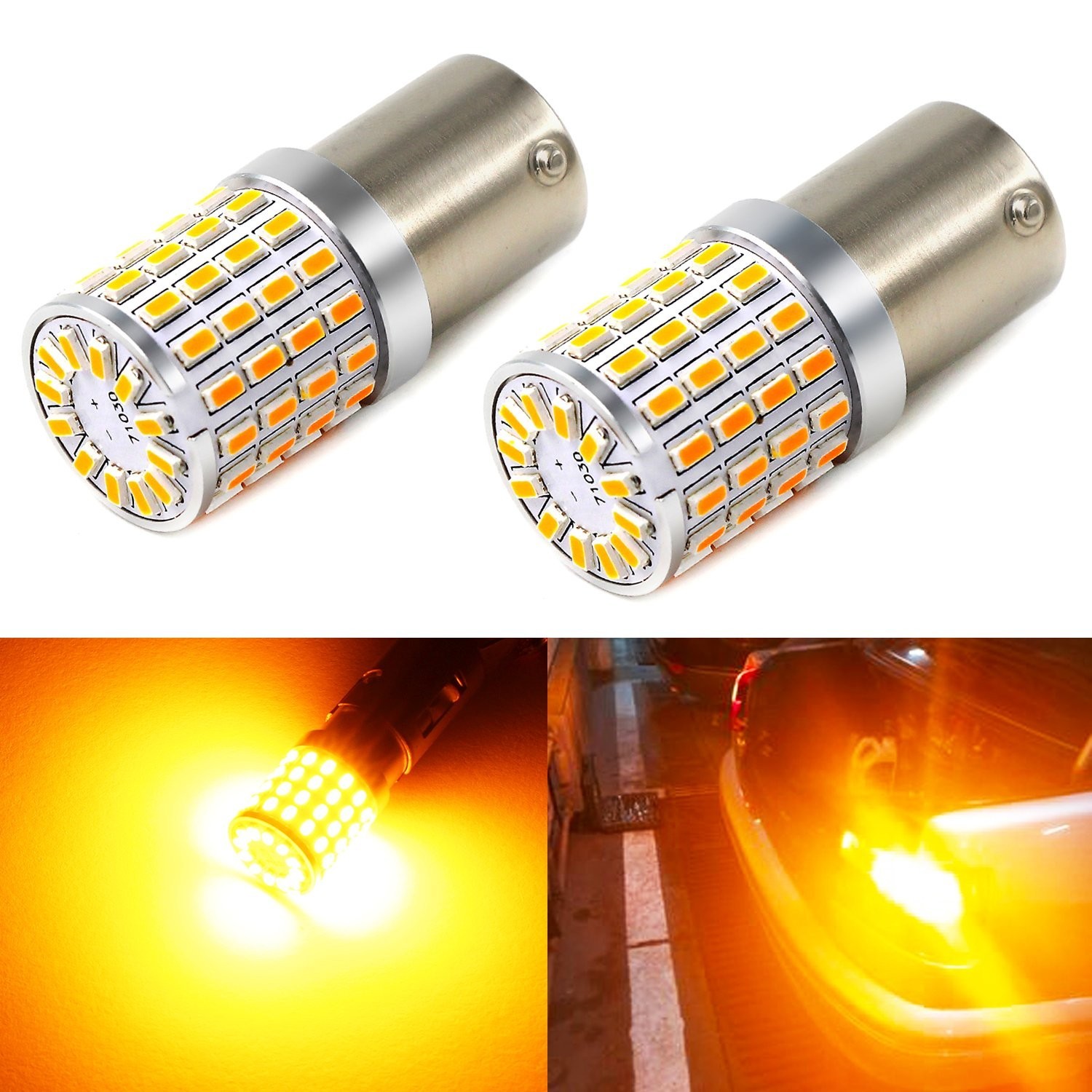 1156 LED Bulb Amber Yellow for Turn Signal Lights, 2 Pack | Super Bright, BA1...