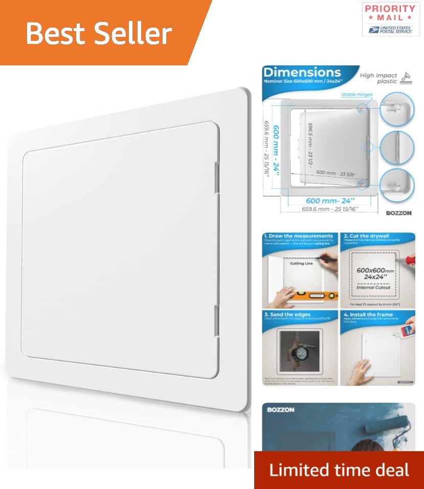 Durable Access Panel for Drywall 60 cm x 60 cm Lightweight Plastic White Cover