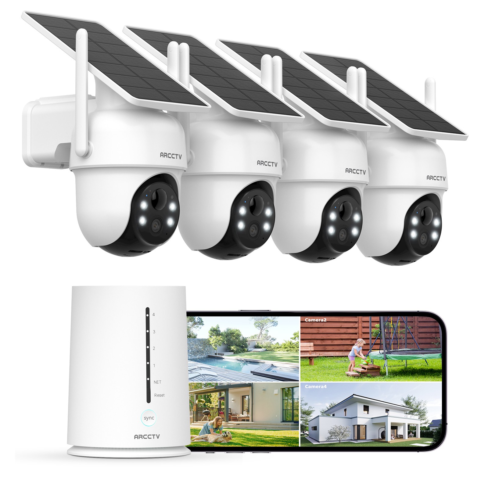 ARCCTV Security SoloCam 4-Cam Kits Solar Security Cameras Wireless Outdoor Audio