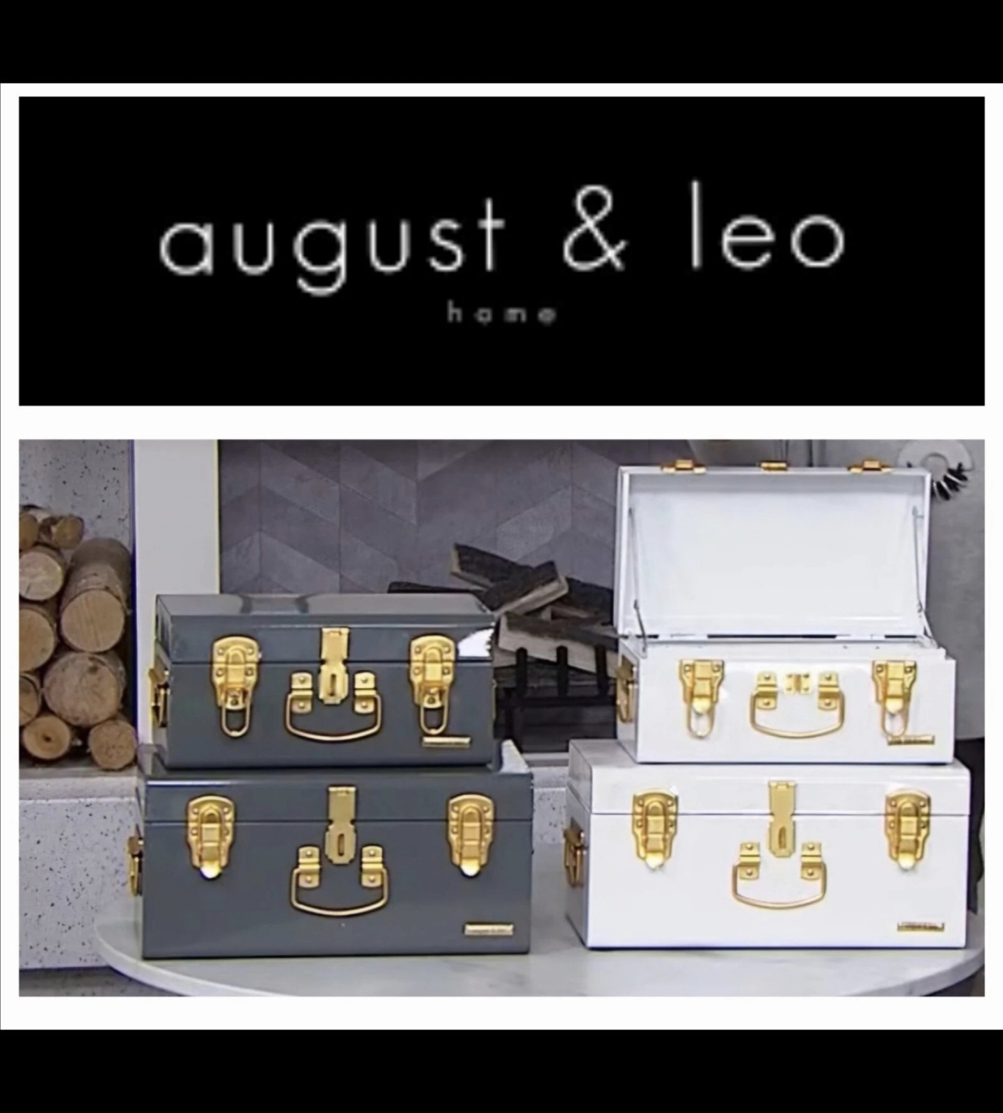 🔥August & Leo S/2 Sierra Storage Trunks w/Matte Gold Fittings ✨️NIB MFR SEALED✨