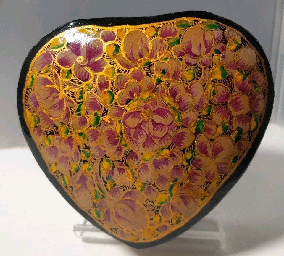 Paper Mache Heart Trinket Box
