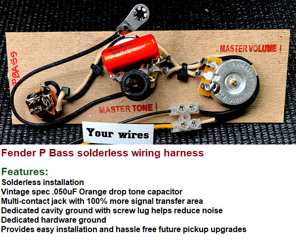 Solderless '51' Fender P- Bass Wiring Harness - Vintage Specifications