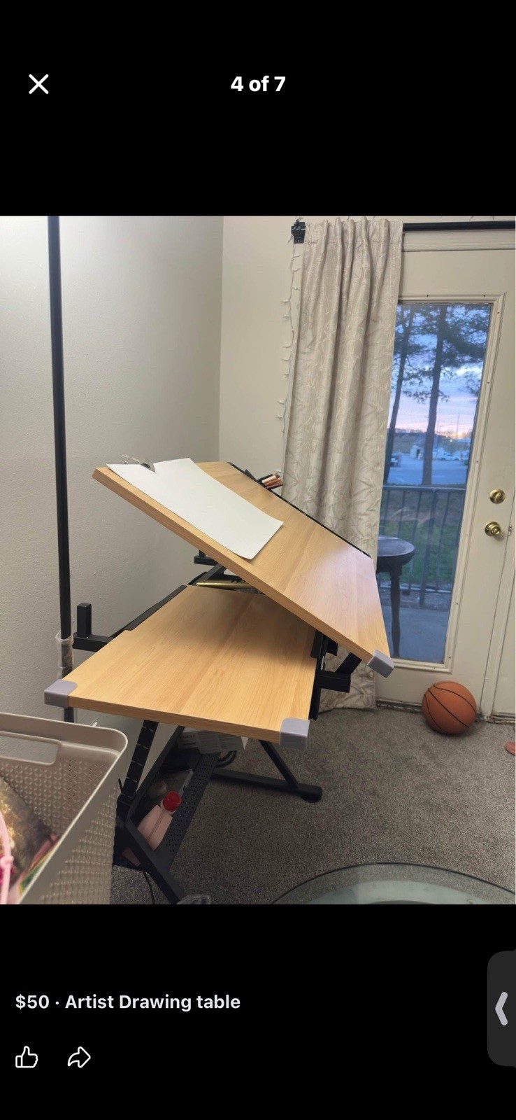 Artist Drawing Table Adjustable Surface with Storage Drawers