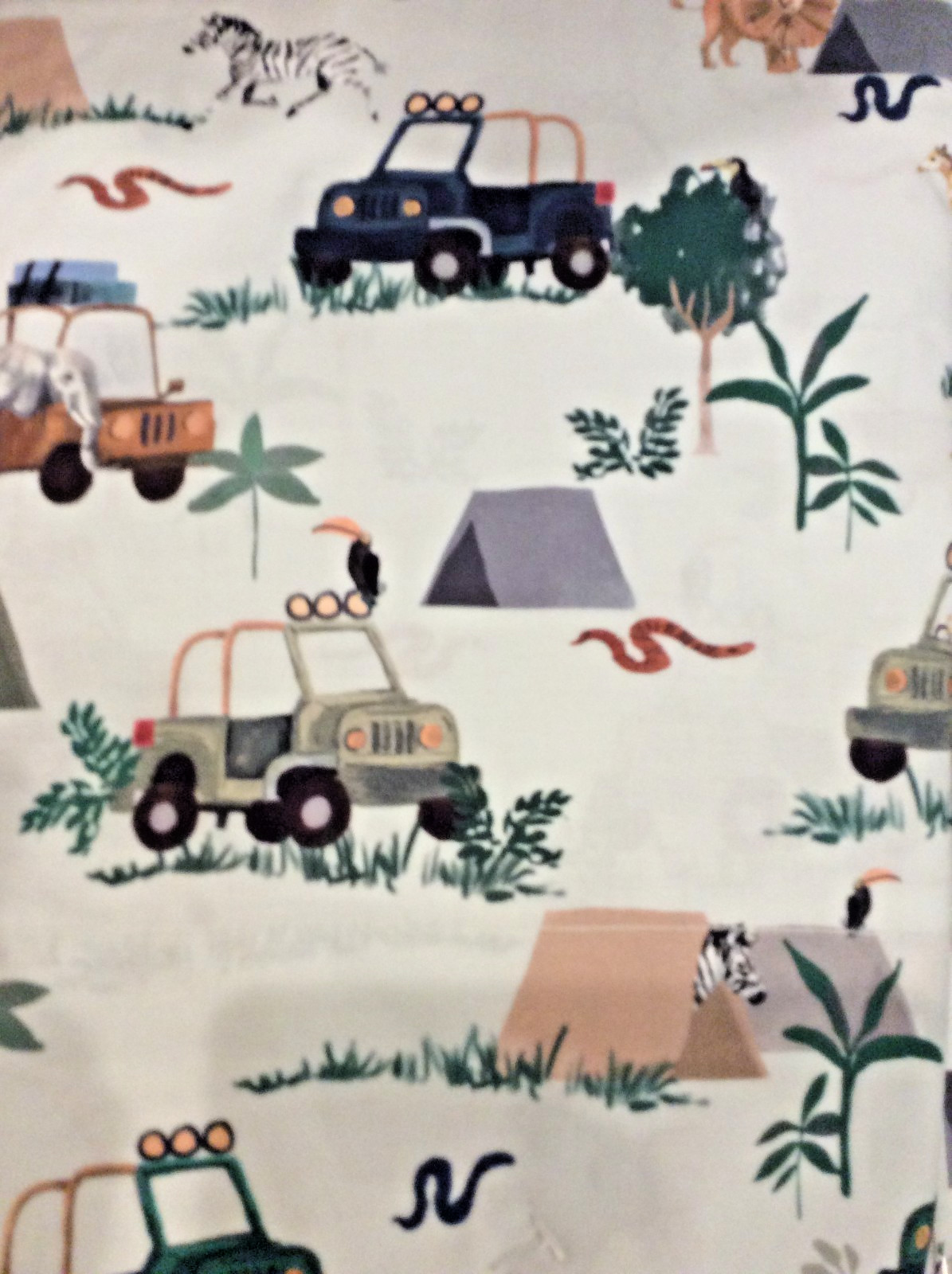 Pottery Barn Kids Organic Safari Adventures Multi Full Sheets NEW Sample Cotton