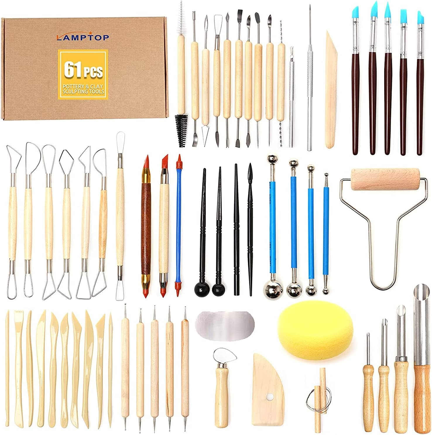 61Pcs Pottery Ceramic Tools & Polymer Clay Sculpting Tools Set for Pottery Model