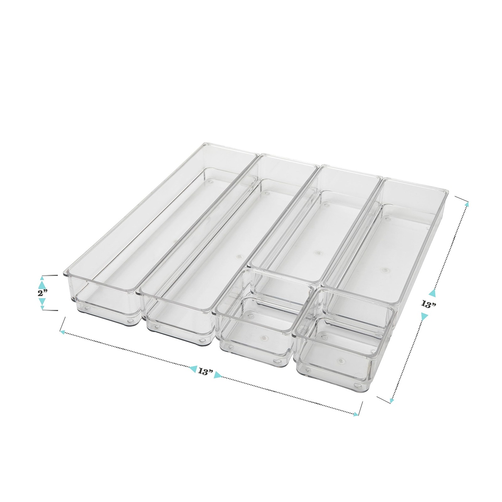Martha Stewart Miles Stackable Desk Drawer Organizers, Clear, 6-Pack