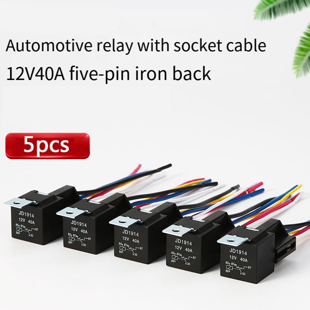 5pcs 5Pin Car Automotive SPDT Relay Switch Harness Socket Waterproof 40A 12V DC❥